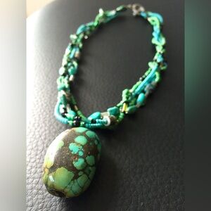 Turquoise Multi-Strand Necklace - Handmade